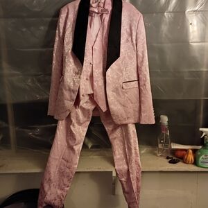 Stylish Pink Tuxedo with Black Lapel